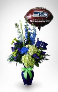 Football bouquet of purple and green
